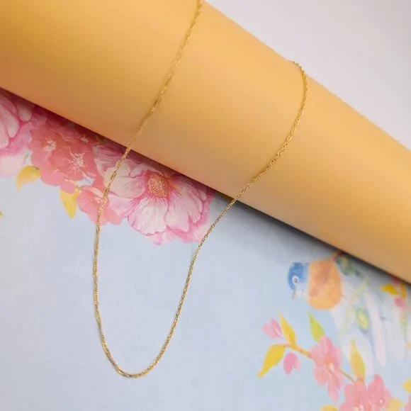 Dainty Rose Gold Twisted Rope Chain Necklace, 24 Inch, Gold Plated, XPNL0108 - Picture 4 of 12